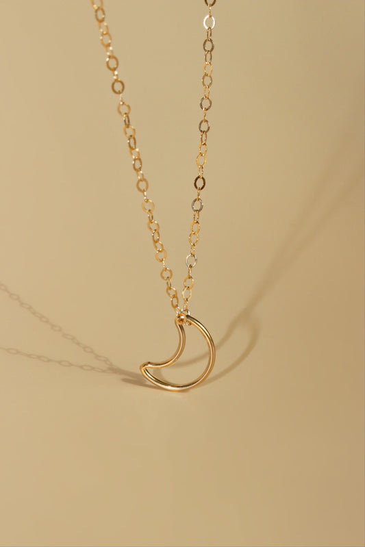 Moon or Heart wire catcher ∙ 14K Gold Filled Necklace ∙ Moon pendant charm necklace