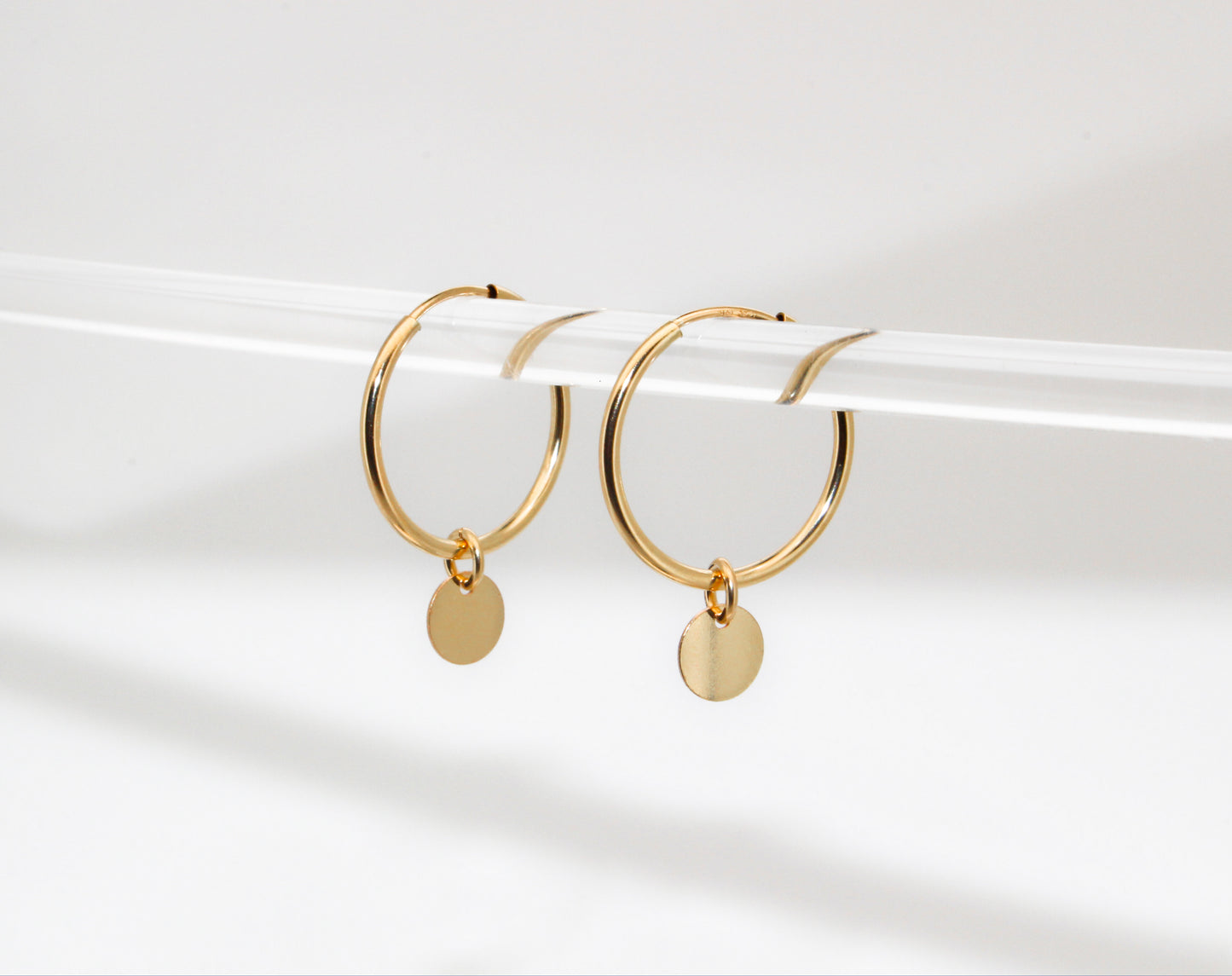 INSTINCT - 14k Gold Filled Hoops · 16mm · Coin Dangling Charm Earrings