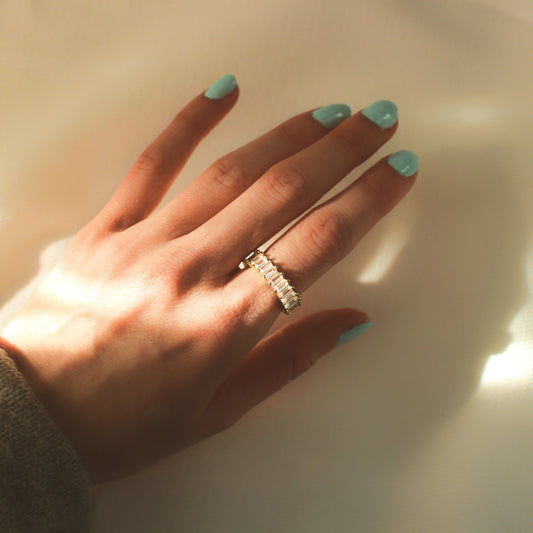 JAZLYNN - Adjustable Gold Baguette Ring| Zircon Band Ring
