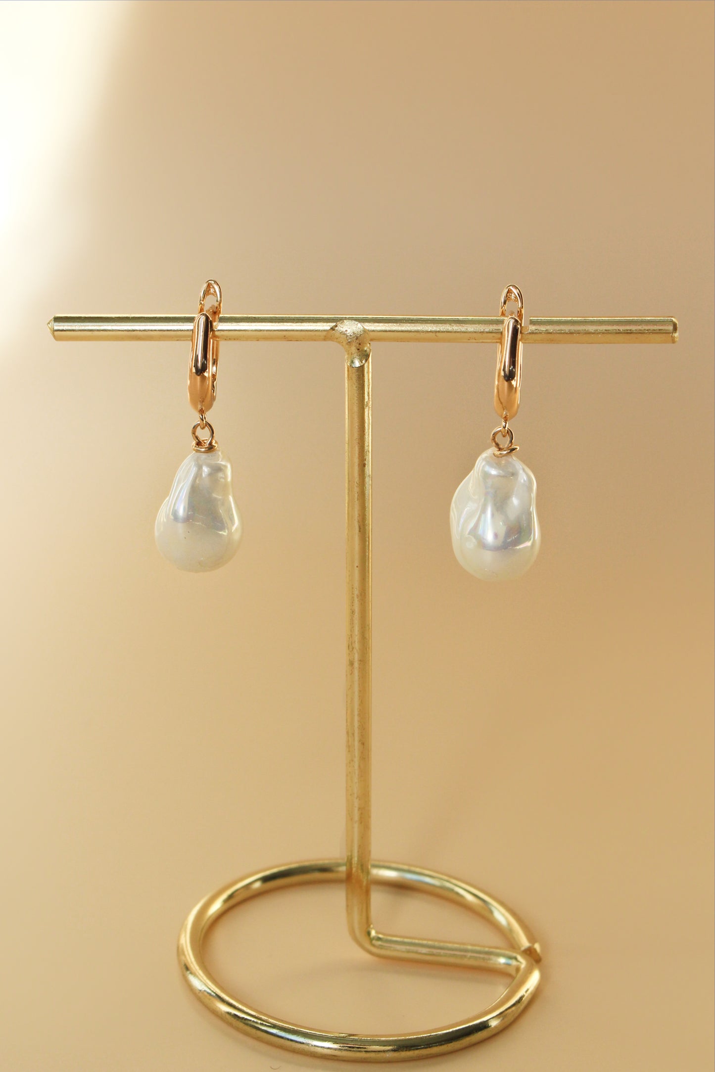 MUSE - 14K Gold and Vegan Baroque Pearls Irregular Earrings