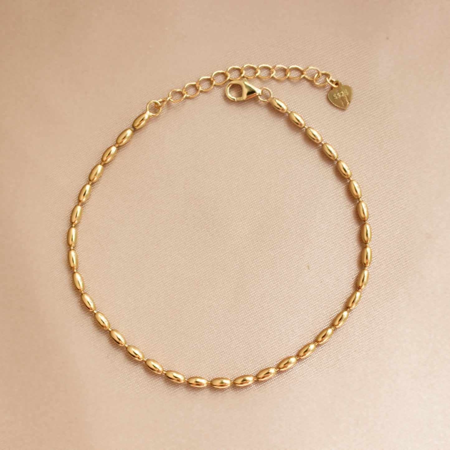 Bracelet en argent sterling 925 perlé de grains de riz | Bracelet perles argent ou or