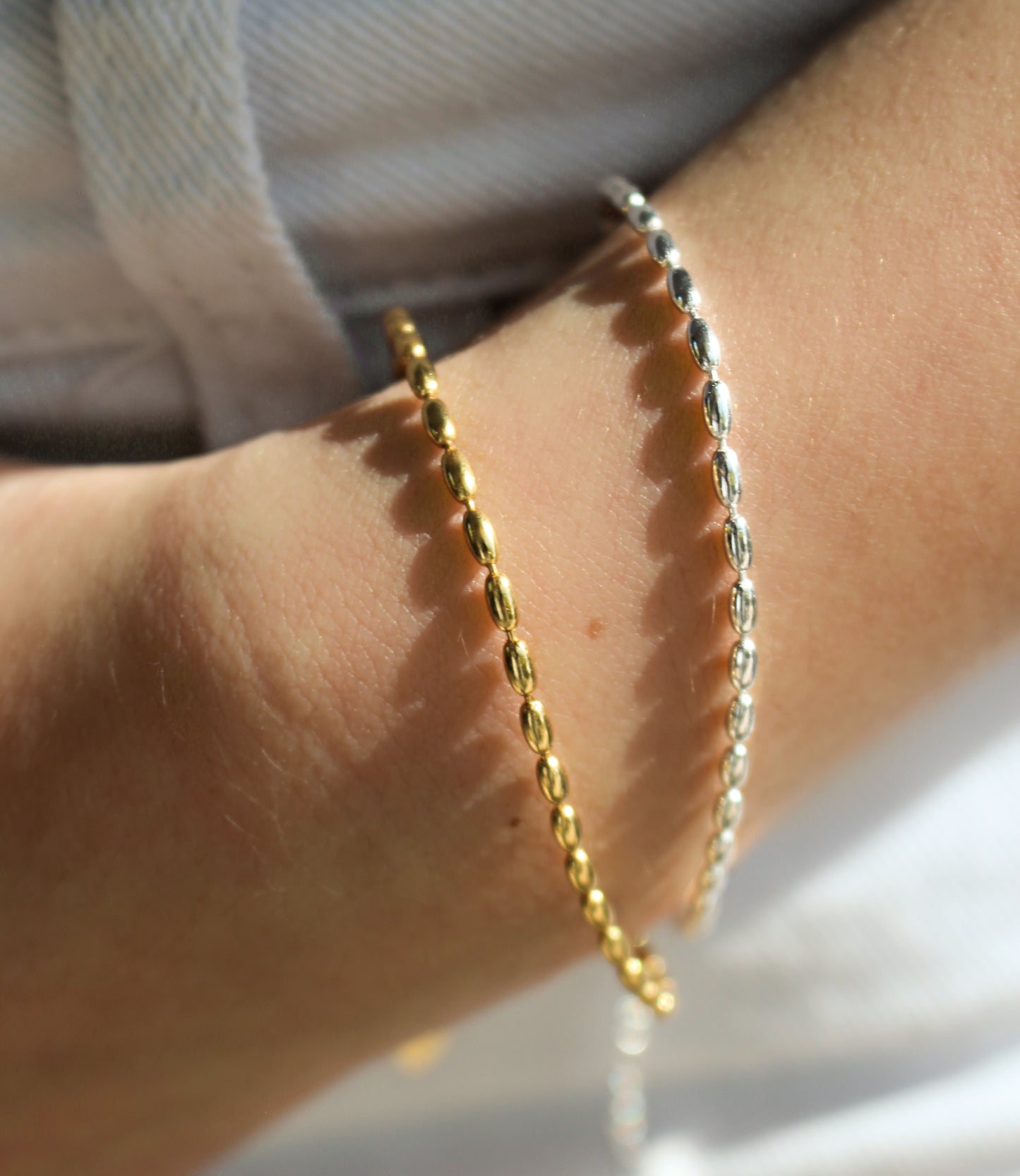 Bracelet en argent sterling 925 perlé de grains de riz | Bracelet perles argent ou or