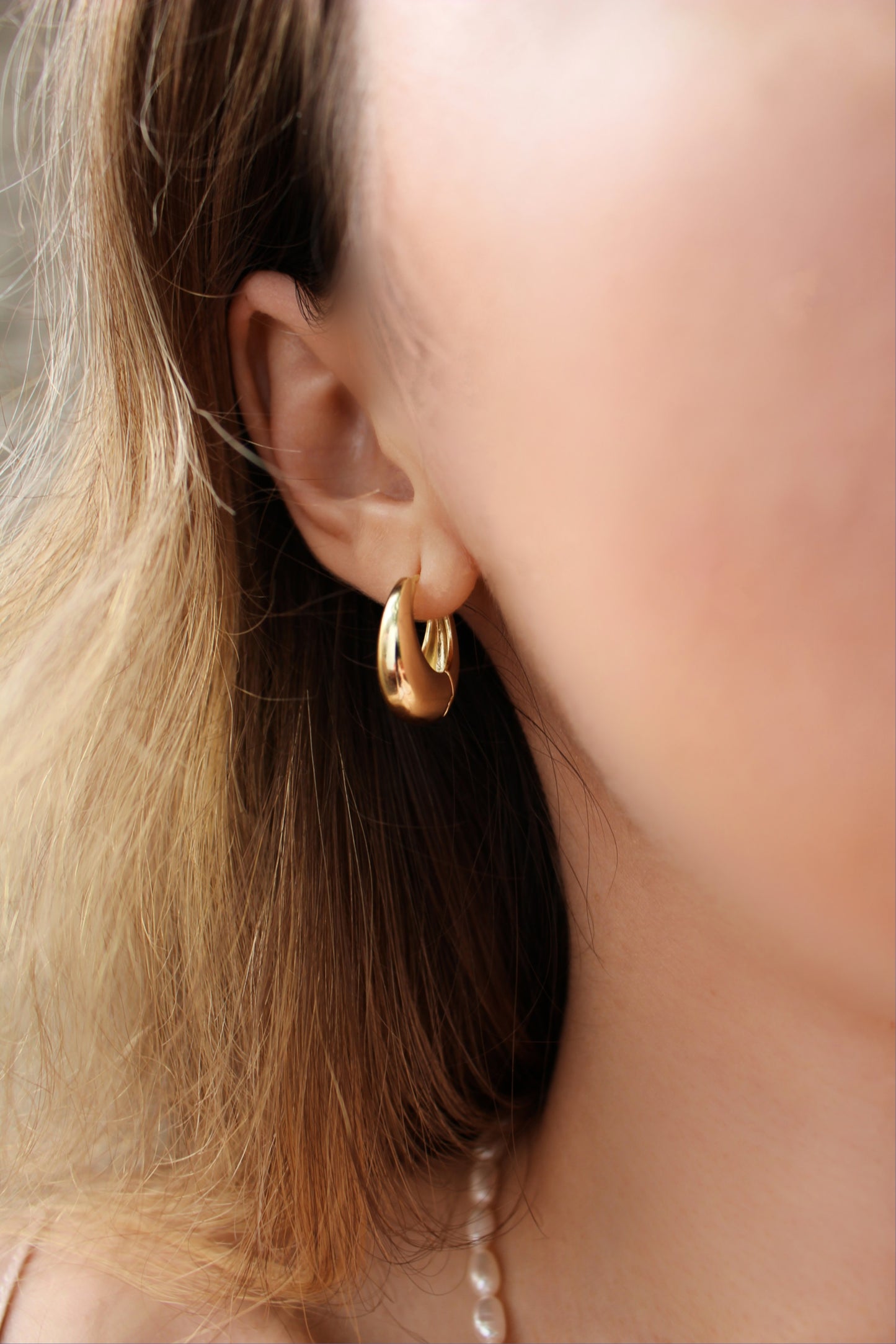 PURSA - Chunky Double Dipped 14kt Gold Hoops Earrings ∙ 19mm ∙ Minimalist Creoles