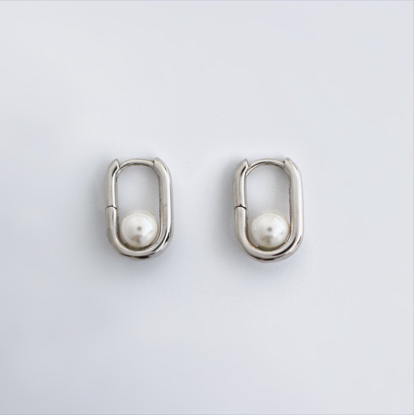 COCO - 925 Sterling Silver Pearl Drop Hoop Earrings