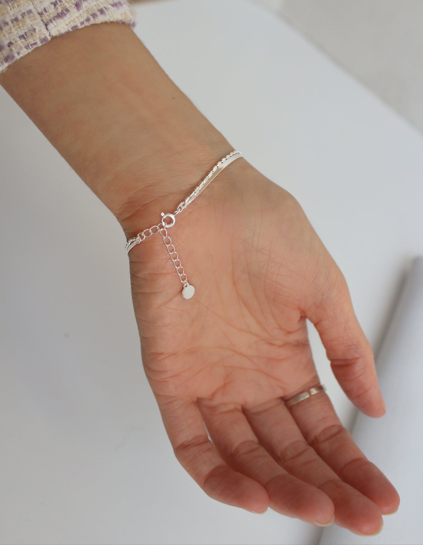 CANEO - 925 Sterling Silver Double Layer Bracelet ∙ Water Resistant