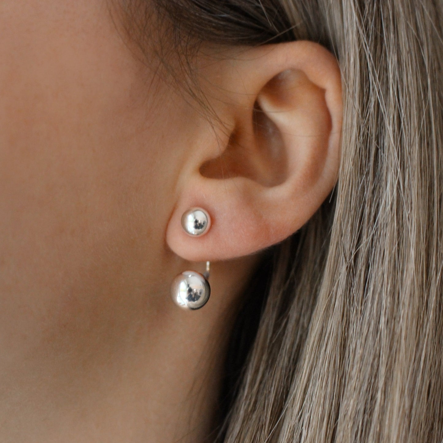 CORINE - Back Earrings in 925 sterling silver · Ear Jacket Double Sphere
