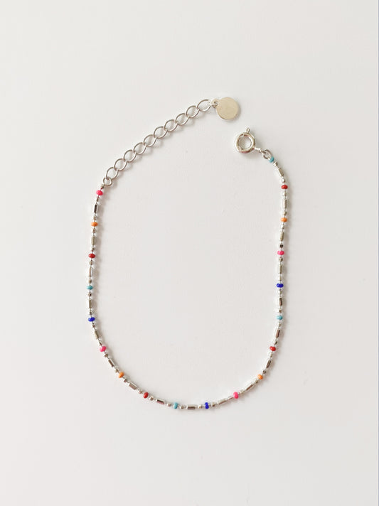 Colorful Silvery Dainty Bracelet In 925 Sterling Silver · Rainbow silver stacking bracelet
