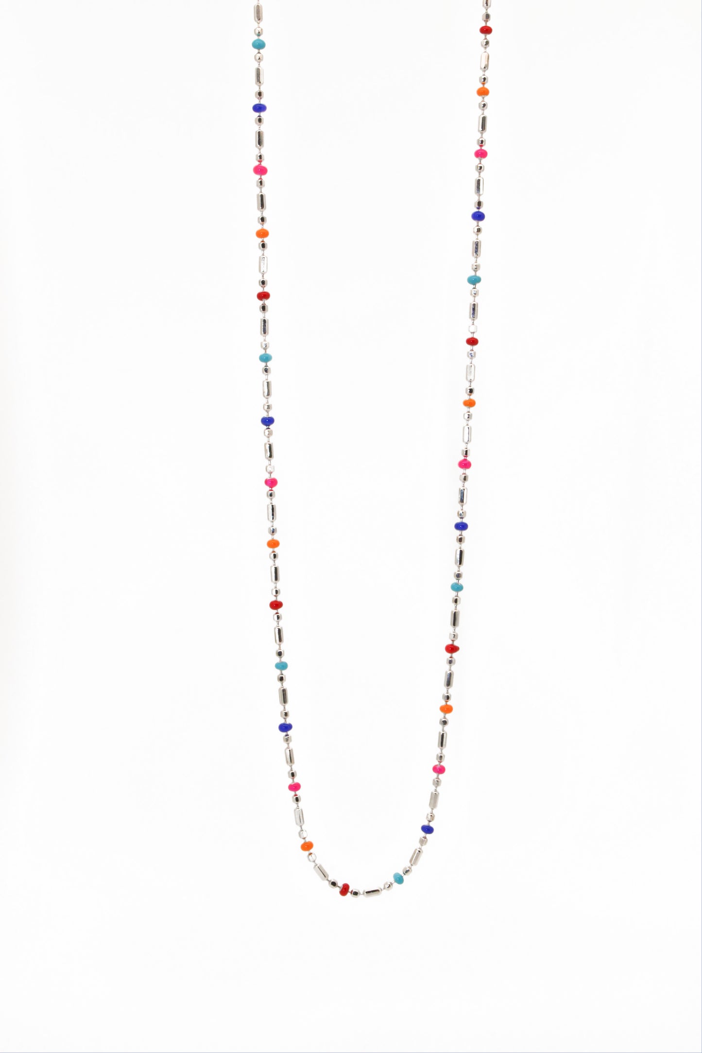 Colorful Rainbow Dainty Beaded Necklace In 925 Sterling Silver
