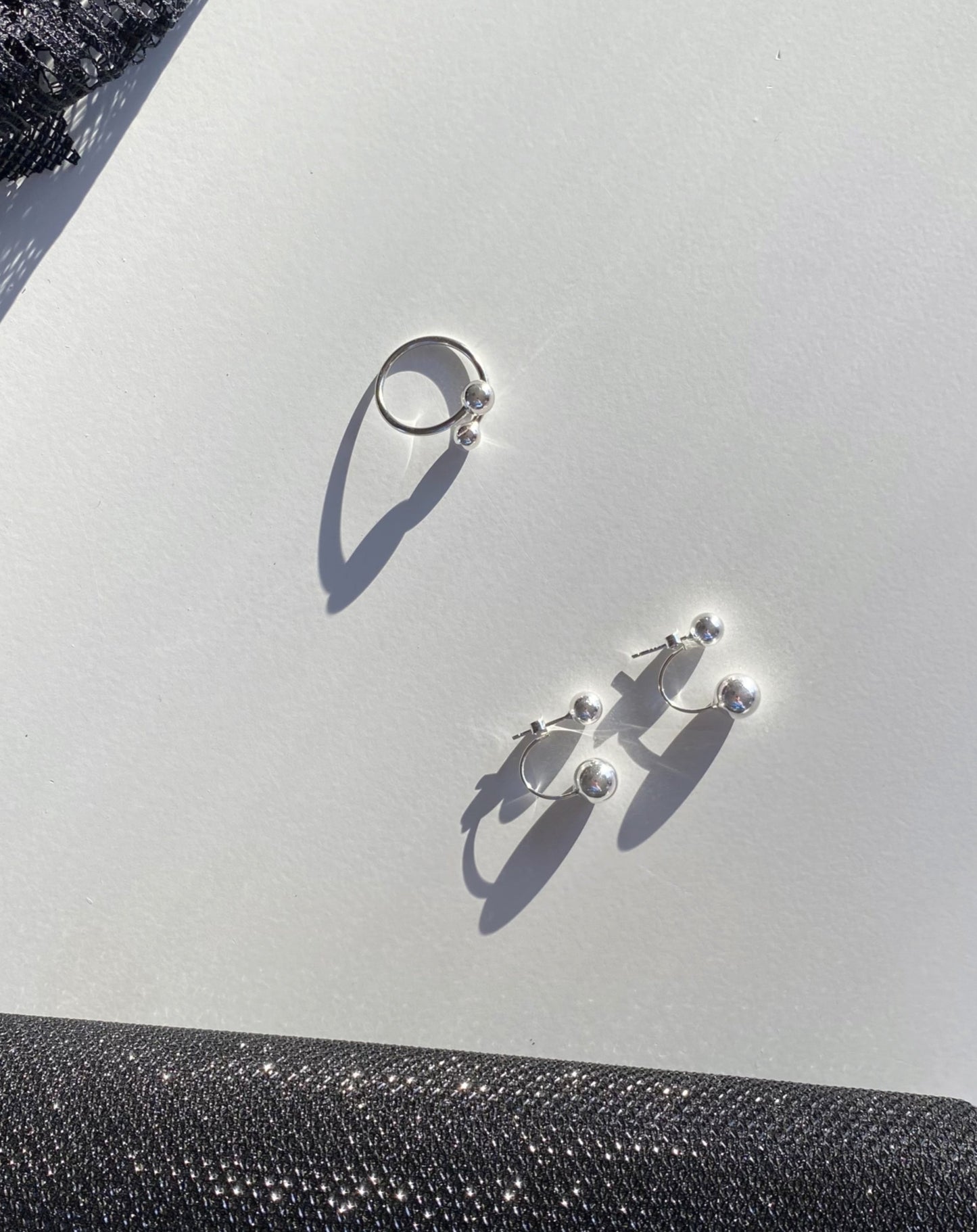 CORINE - Back Earrings in 925 sterling silver · Ear Jacket Double Sphere