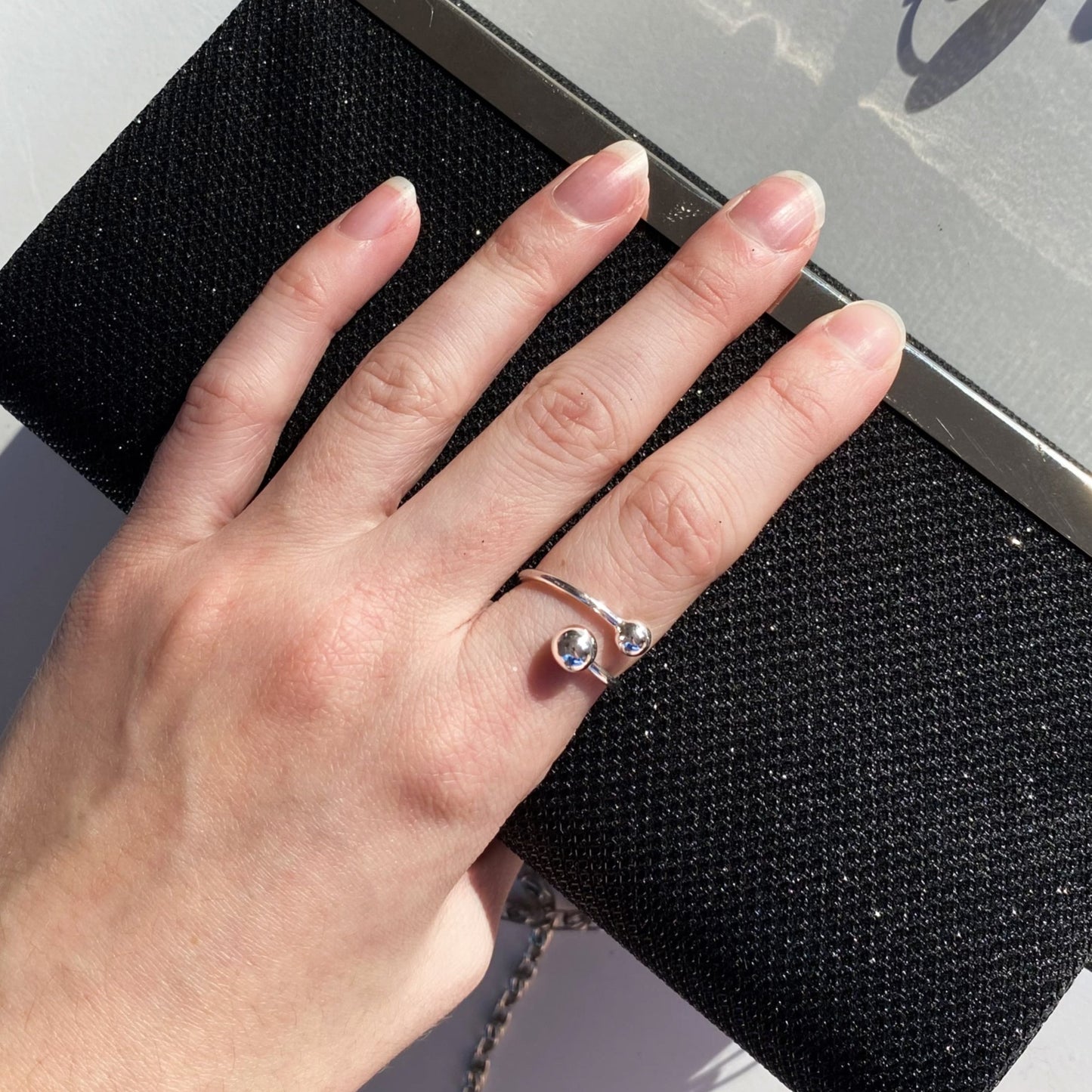 CORINE - Waterproof ∙ 925 Sterling Silver Sphere Ring ∙ Adjustable Ring