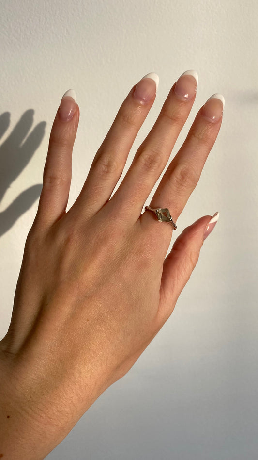 Authentic S925 Sterling Silver Ring ∙ Smoky Quartz Brown Zirconia ∙ Princess Ring ∙ Adjustable Ring ∙ Diamond Ring ∙ Earth Element