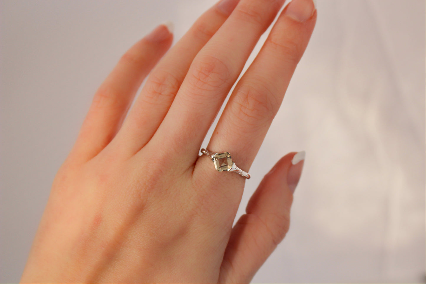 Authentic S925 Sterling Silver Ring ∙ Smoky Quartz Brown Zirconia ∙ Princess Ring ∙ Adjustable Ring ∙ Diamond Ring ∙ Earth Element