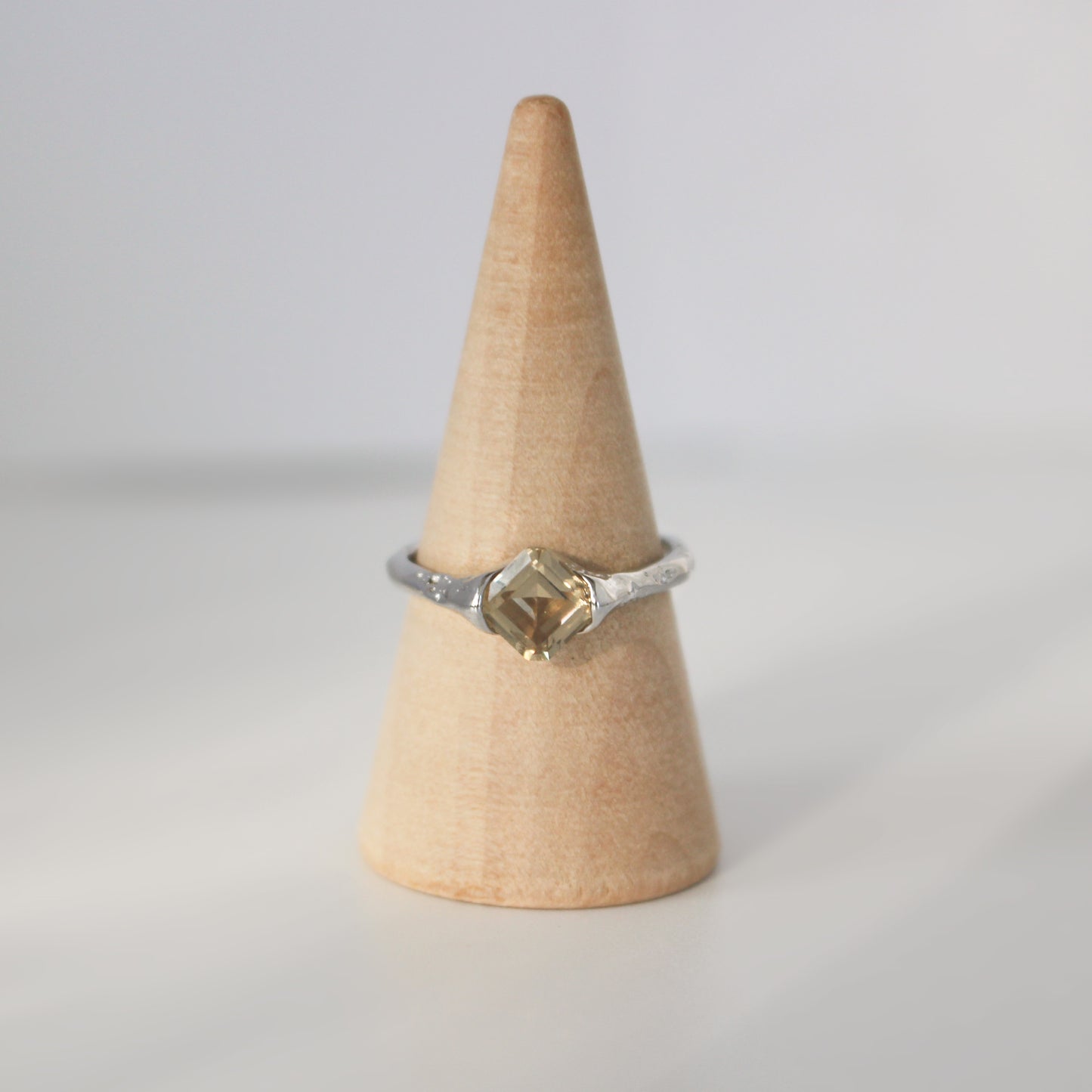 Authentic S925 Sterling Silver Ring ∙ Smoky Quartz Brown Zirconia ∙ Princess Ring ∙ Adjustable Ring ∙ Diamond Ring ∙ Earth Element
