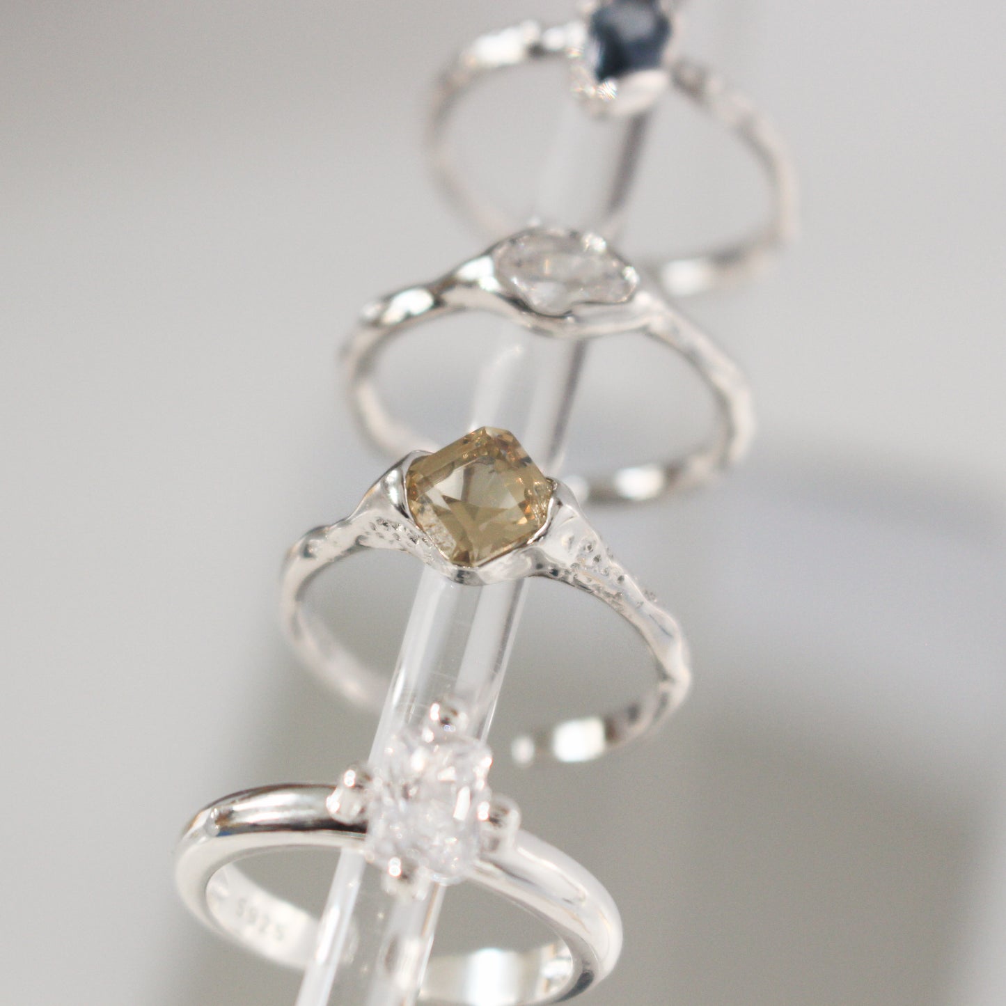 Authentic S925 Sterling Silver Ring ∙ Smoky Quartz Brown Zirconia ∙ Princess Ring ∙ Adjustable Ring ∙ Diamond Ring ∙ Earth Element