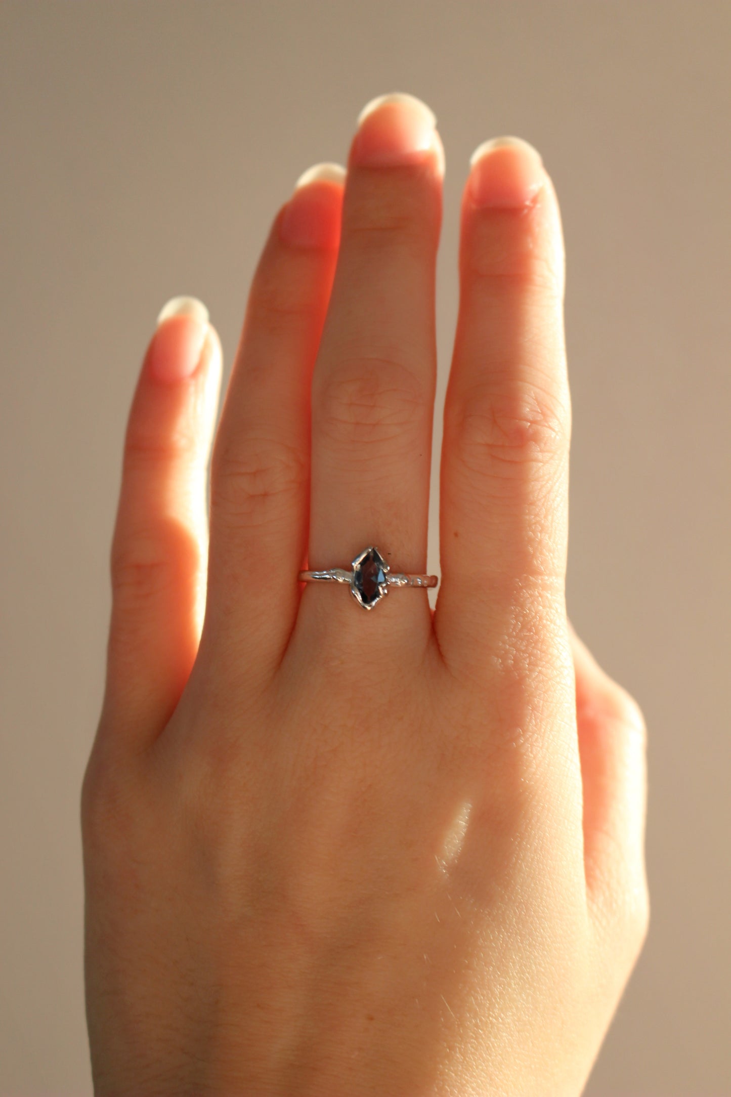 Authentic S925 Sterling Silver Ring ∙ Dark Blue Sapphire Zirconia ∙ Unique size ∙ Adjustable Ring ∙ Marquise Ring ∙ Engagement Ring
