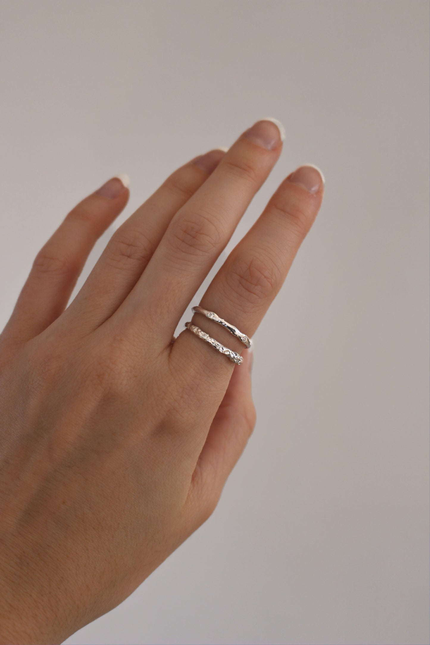 ROCKY - Waterproof Ring in 925 Sterling Silver ∙ Thin Fine Stackable ring ∙ Easy adjustable ring ∙ 100% silver ∙ Micro-inlaid zircon