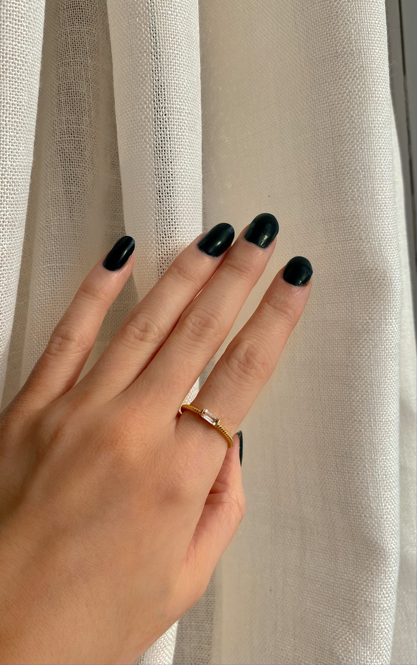 Dainty Baguette Ring in 925 Sterling Silver gold plated ∙ Fine Stackable rings ∙ 100% silver ∙ Sparkling Ring ∙ Thin Twisted Band Ring