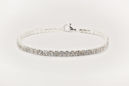 Sparkling Tennis Bracelet in 925 Sterling Silver 1mm 2mm 3mm