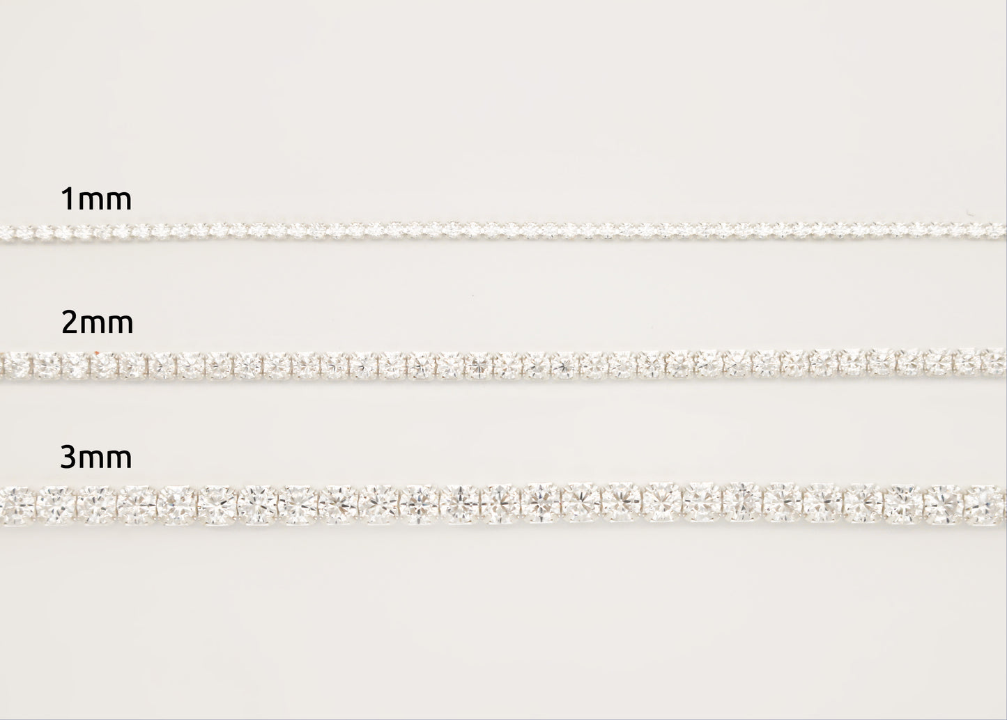 Sparkling Tennis Bracelet in 925 Sterling Silver 1mm 2mm 3mm