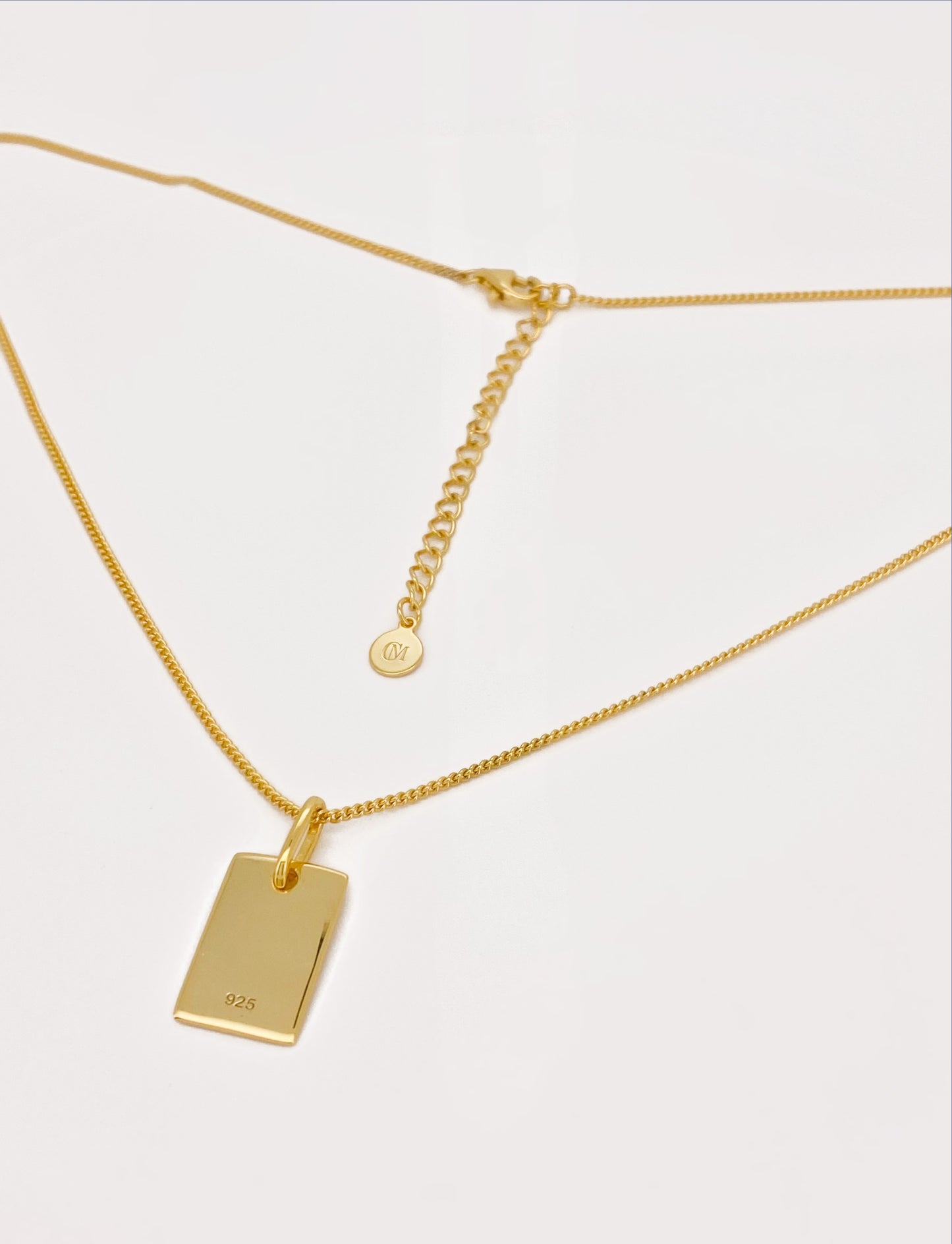 18k Gold Vermeil Rectangle Blank Bar Necklace