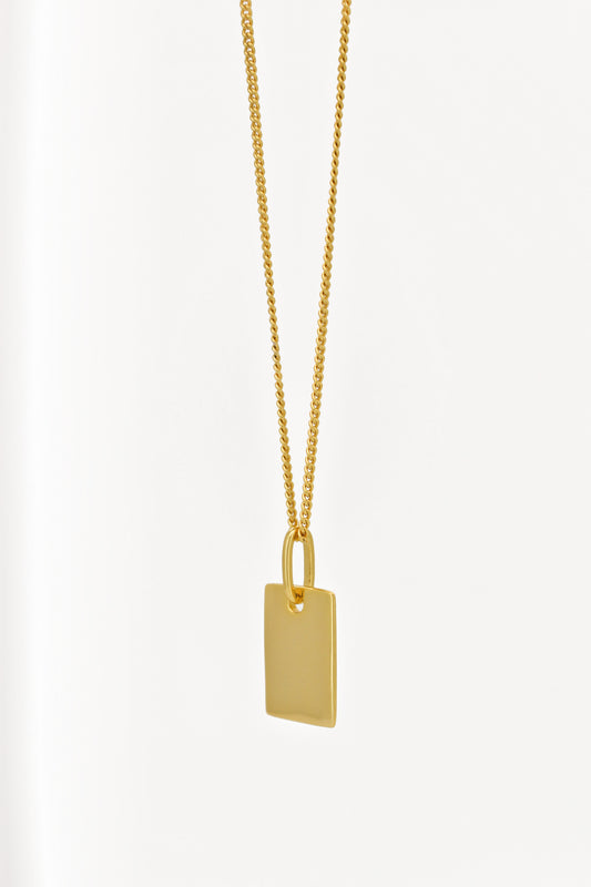 18k Gold Vermeil Rectangle Blank Bar Necklace