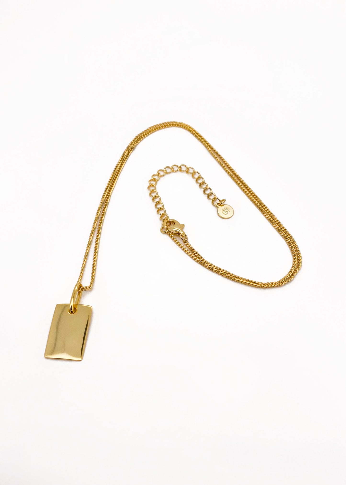 18k Gold Vermeil Rectangle Blank Bar Necklace