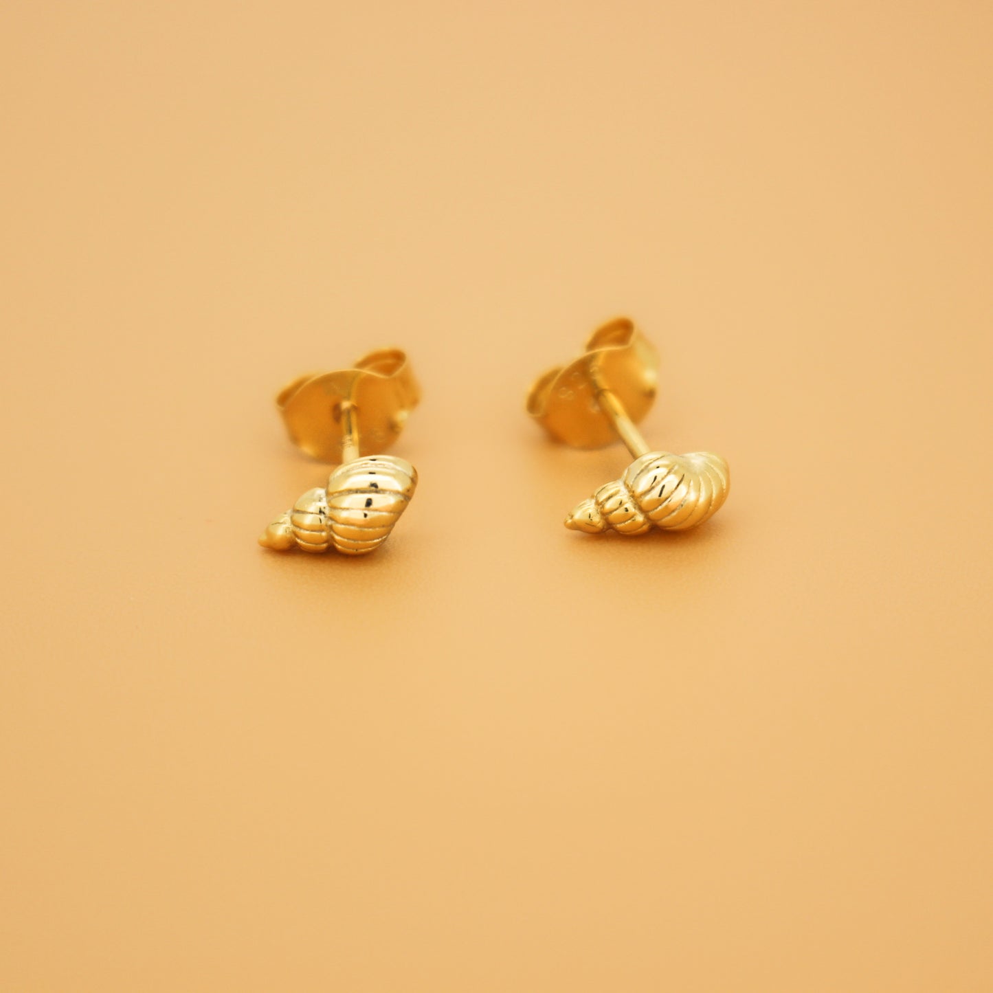 18k Gold Vermeil Spiral Shell Stud Earrings