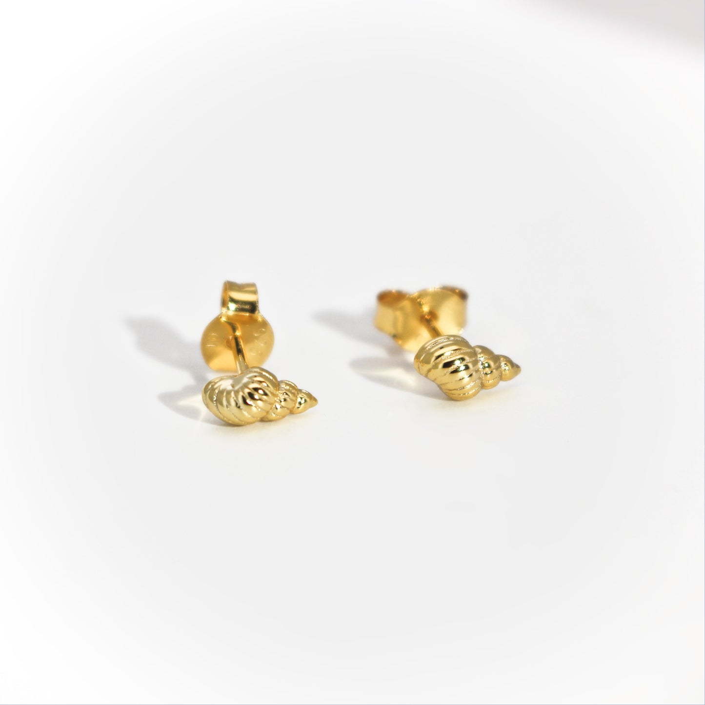 18k Gold Vermeil Spiral Shell Stud Earrings