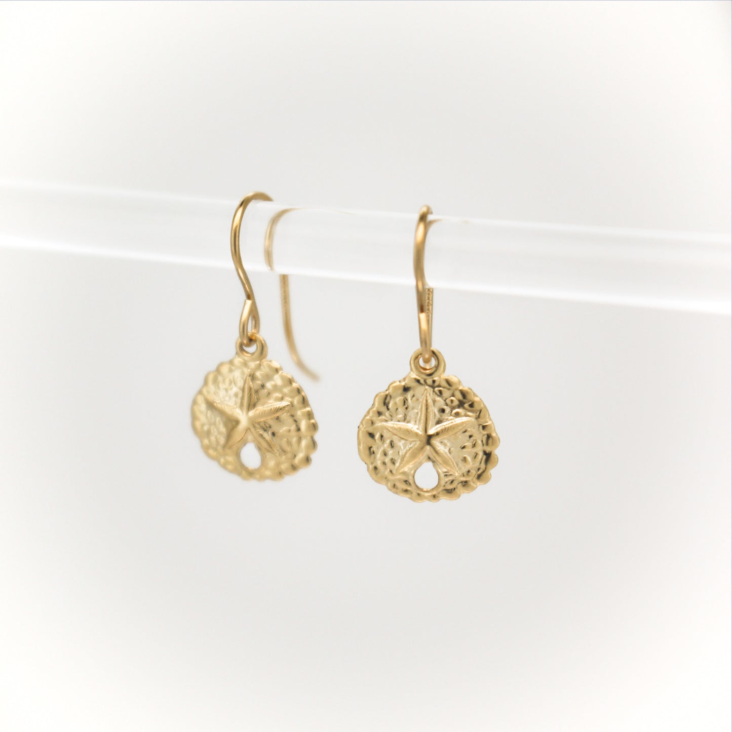 Gold Filled Shell Pearls Earrings ∙ Sand Dollar Charms ∙ Dangle Earrings ∙ Waterproof