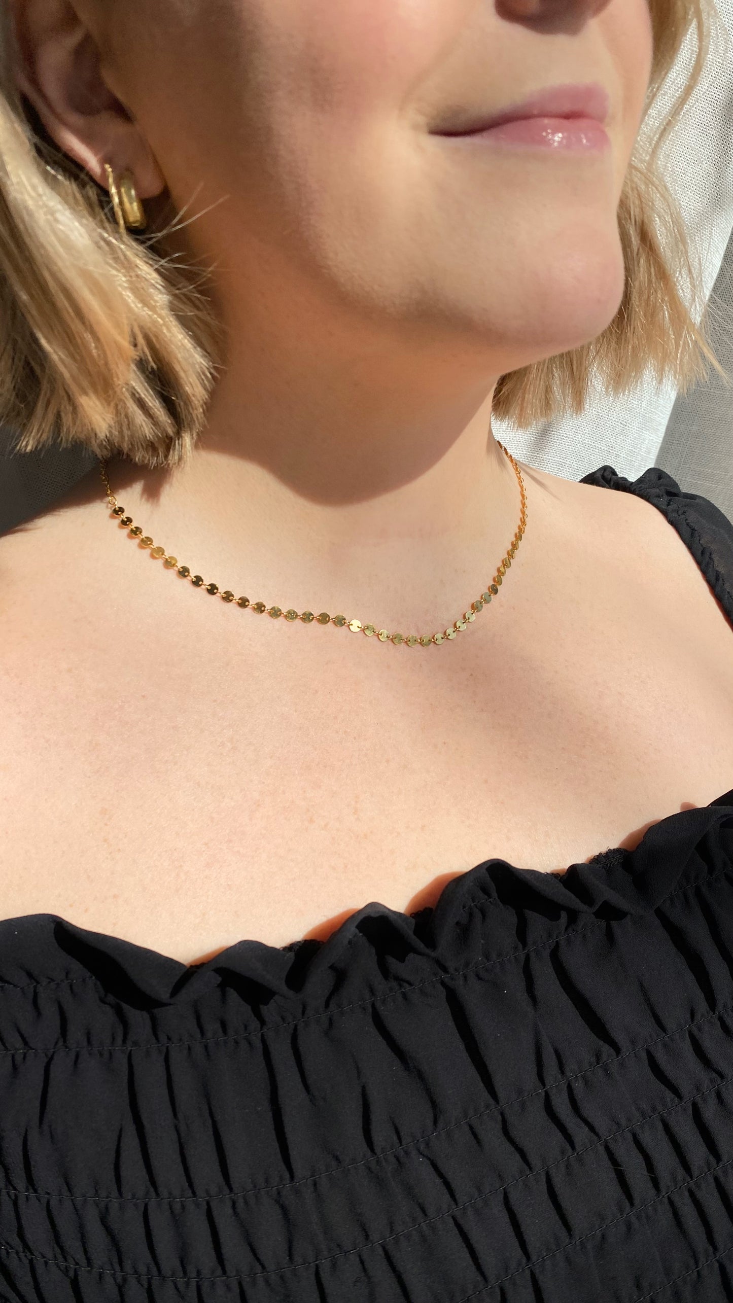 MARGOT - Choker S925 Sterling Necklace ∙ Coin Chain Necklace ∙ Disc Gold Chain ∙ Circle Sequin Chain