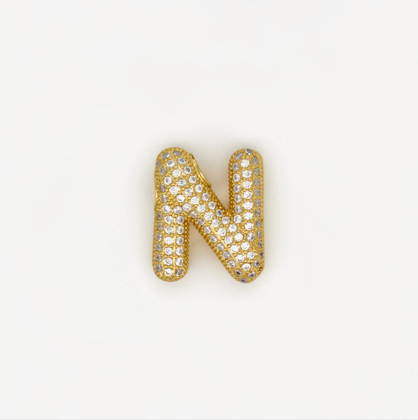 Chubby Balloon Initial Letter · 14K Gold Filled Chain Necklace · Initial Chunky Letter Pendant · Zircon letters · Gift for her · Besties