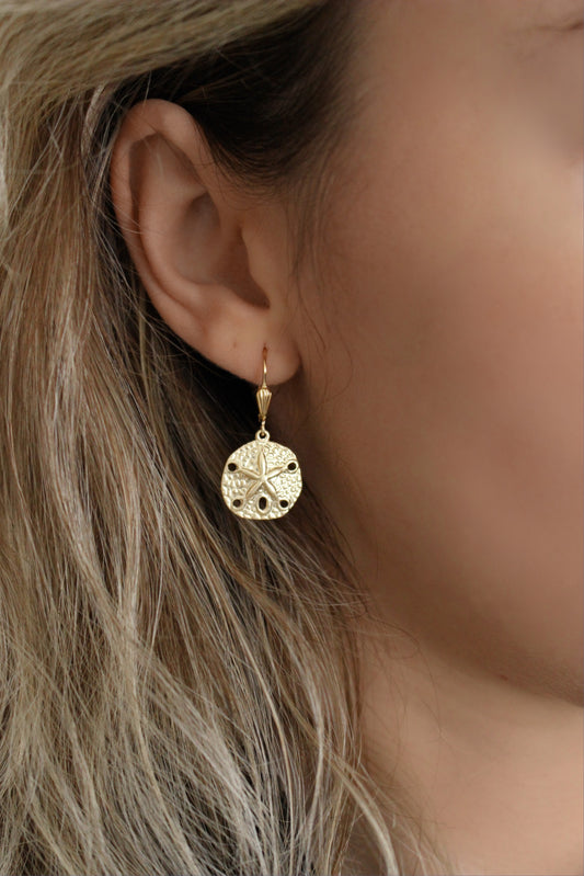 14k Gold Filled Sand Dollar Charms Earrings