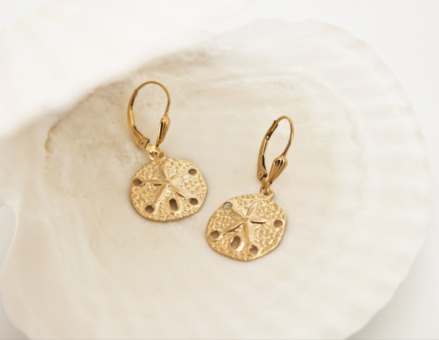 14k Gold Filled Sand Dollar Charms Earrings