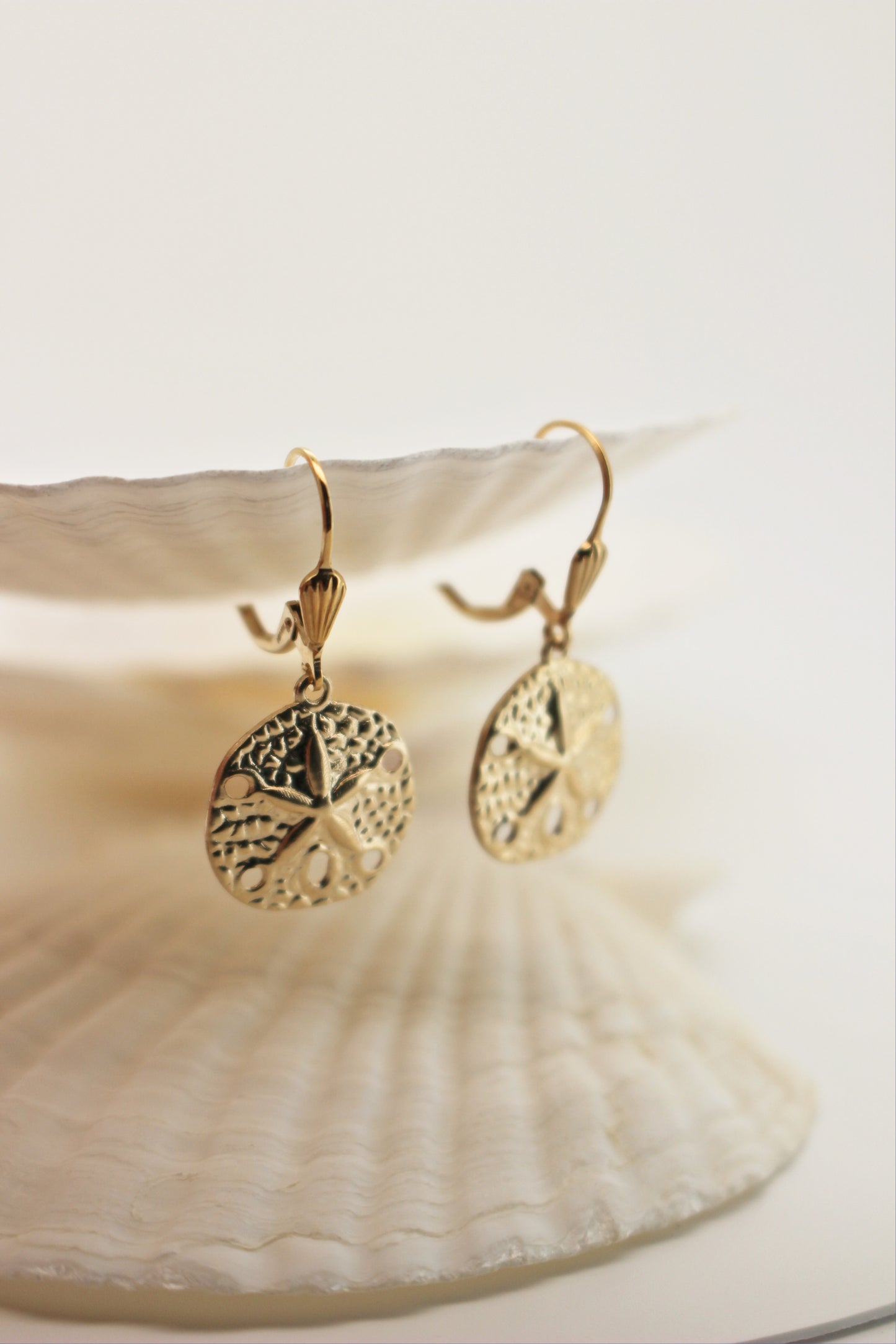 14k Gold Filled Sand Dollar Charms Earrings