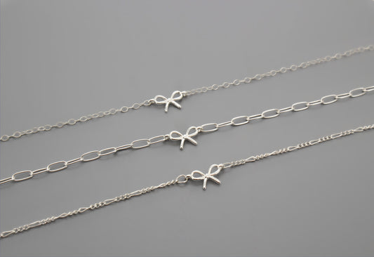 COQUETTE - Mini Bow Necklace in 925 Sterling Silver · Ribbon Bow