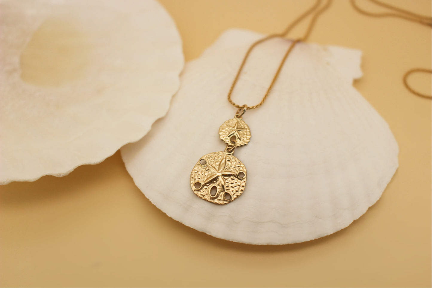 14k Gold Filled Necklace ∙ Sea Shell Necklace ∙ Beach Wedding Necklace ∙ Pendant 2 Coins Necklace For Women