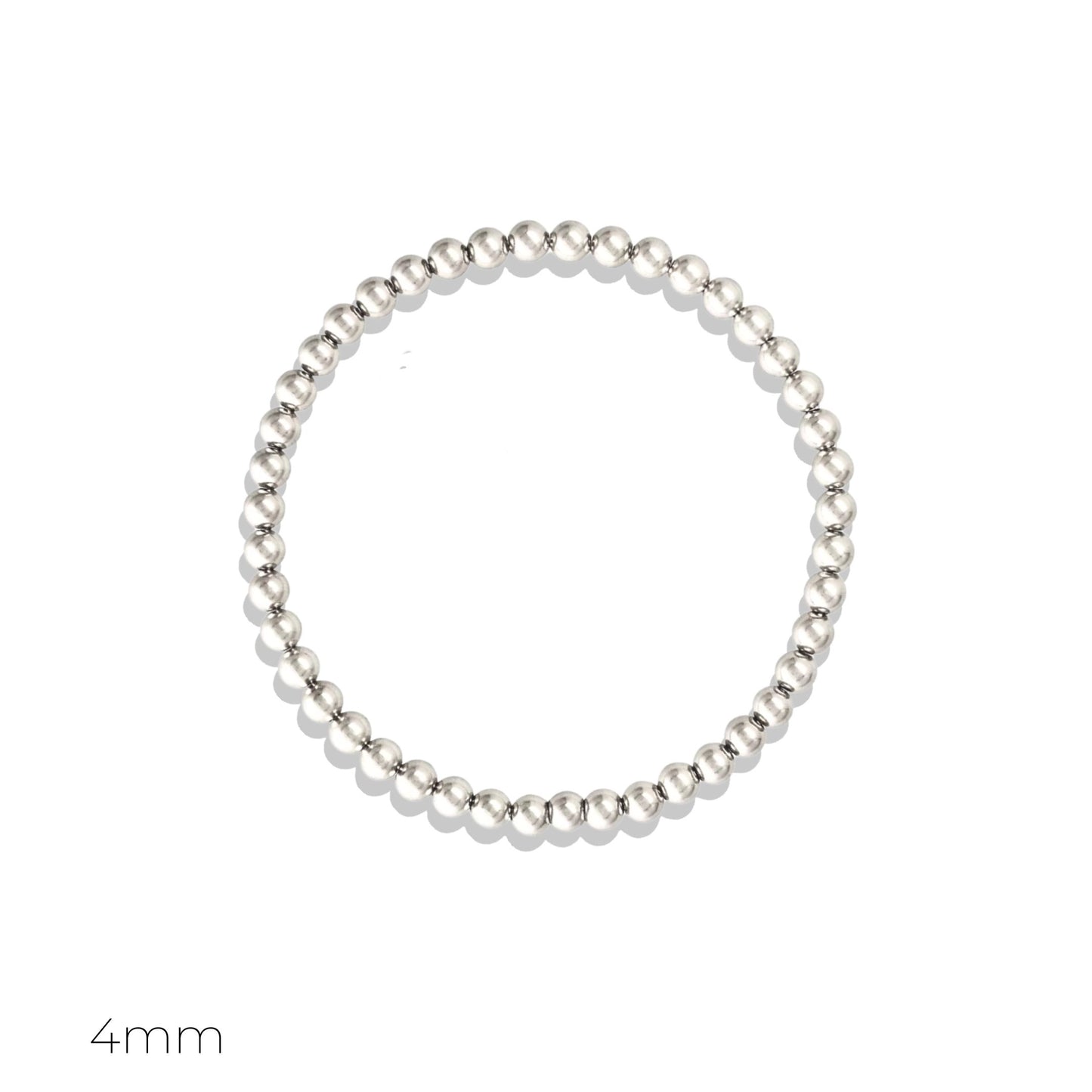 925 Sterling Silver Beaded Bracelets for Women ∙ Stretchy Ball Bracelet
