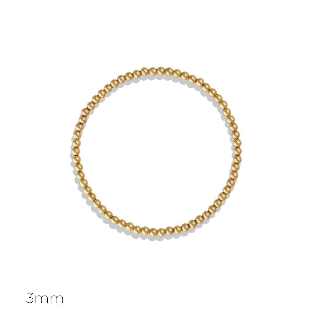 Stretchy Genuine 14K Gold Filled Beaded Bracelets for Women ∙ Gold Fill Beaded Bracelet ∙ Popular Classic Gift ∙ Waterproof ∙ 6.5inches