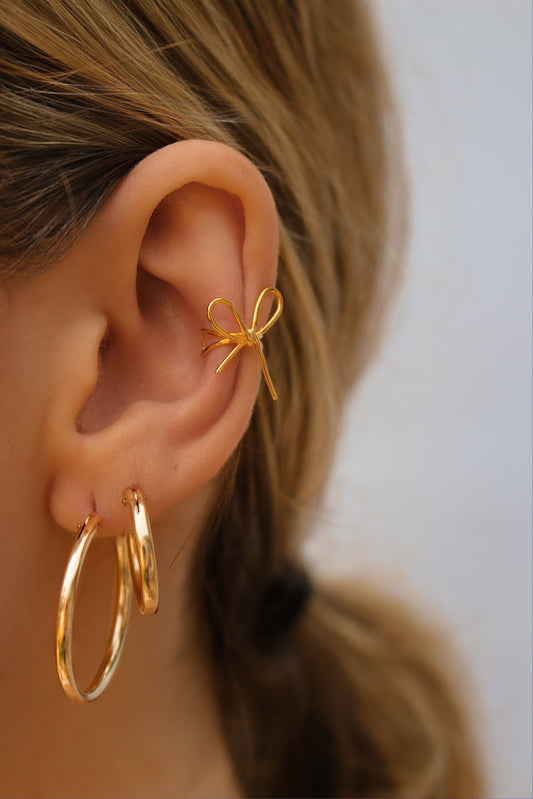 925 Sterling Silver Bow Ear Cuff ∙ Tiny Wire Cuff ∙ Fake Piercing