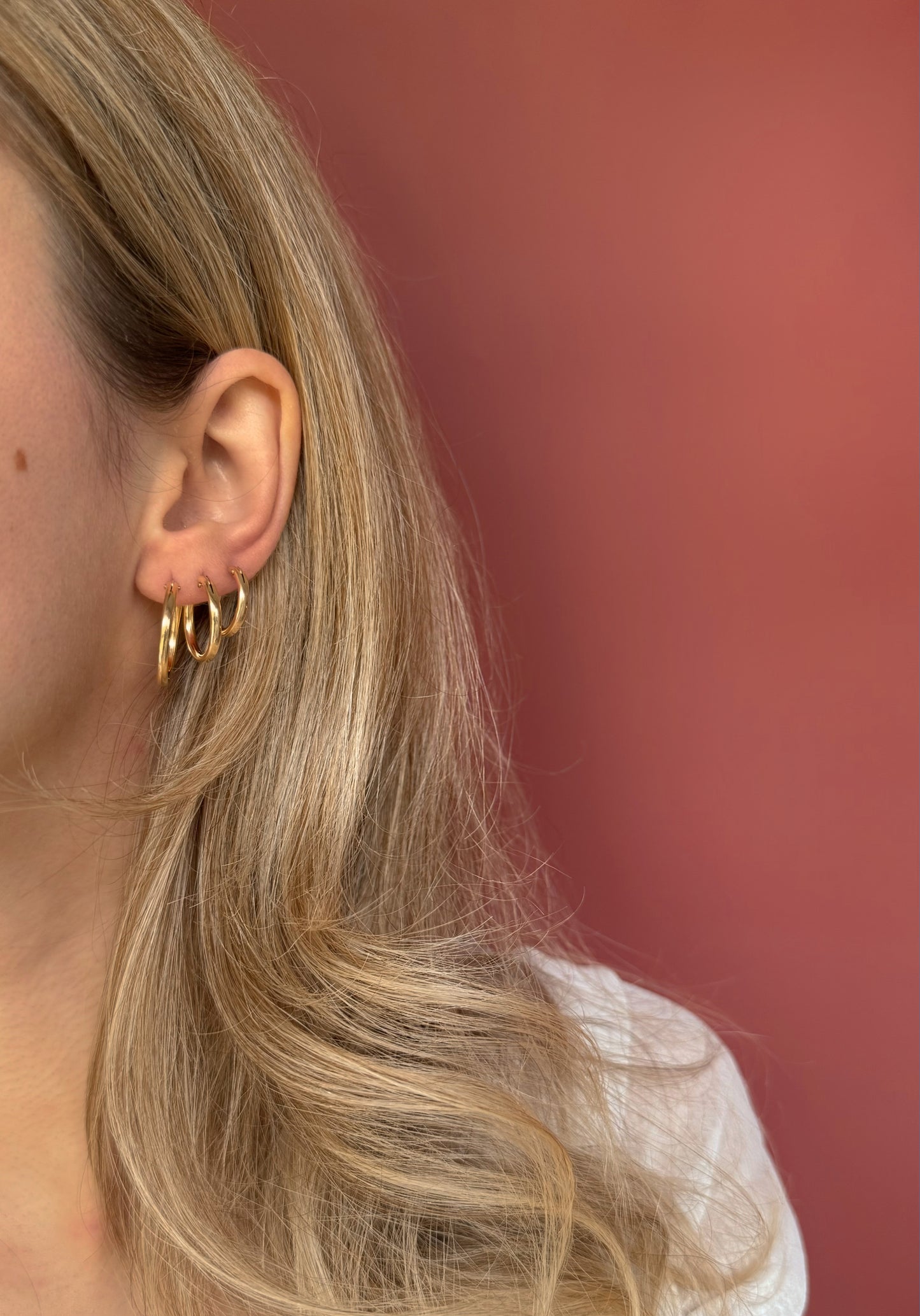 14k Gold Filled Thick Hoops Earrings · Tarnish Free Creole Earrings · 1 pair · Simple Everyday Hoop · Large Tube Hoops