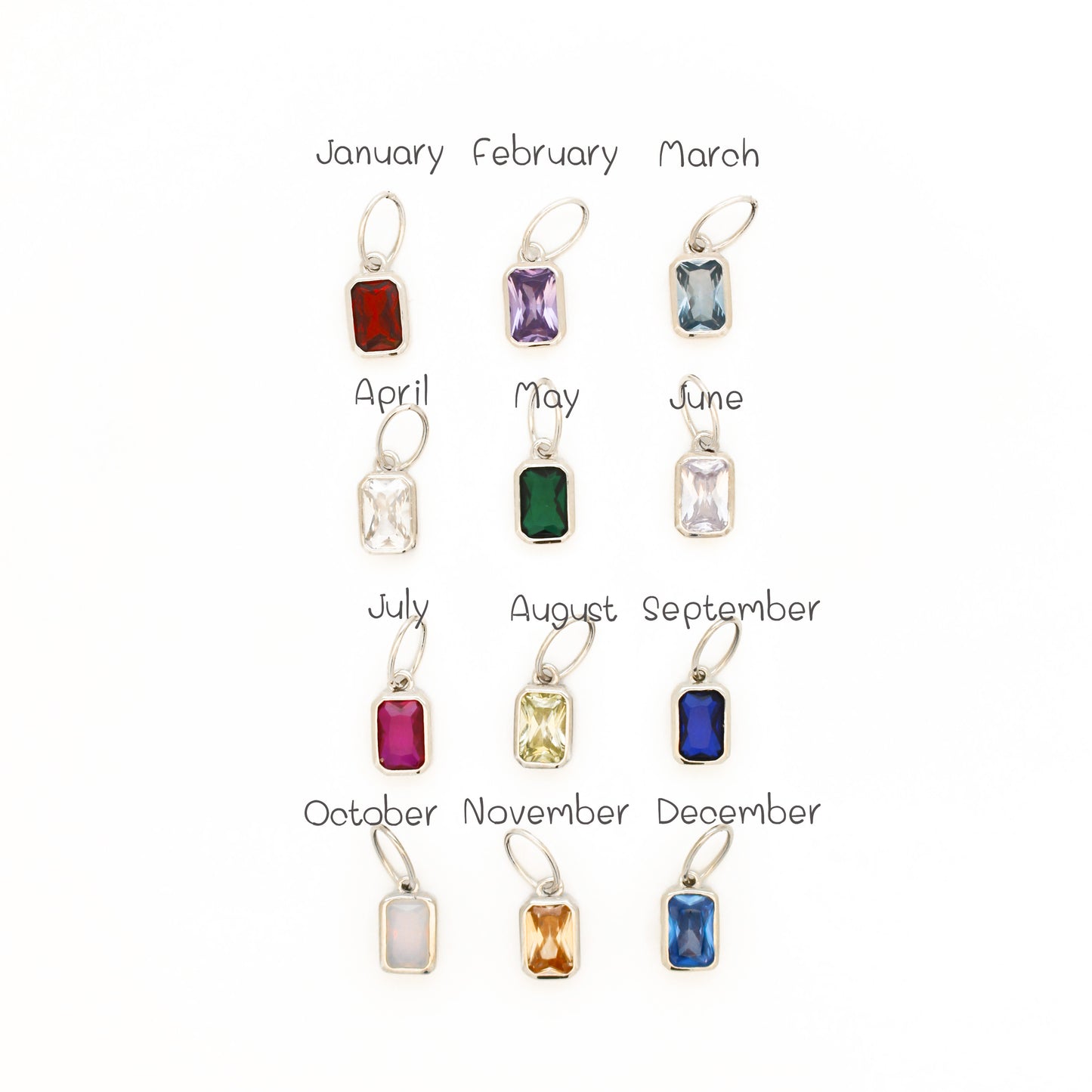Minimalist Birthstone Necklace in 925 Sterling Silver ∙ Birth Month Dainty Necklace ∙ Waterproof