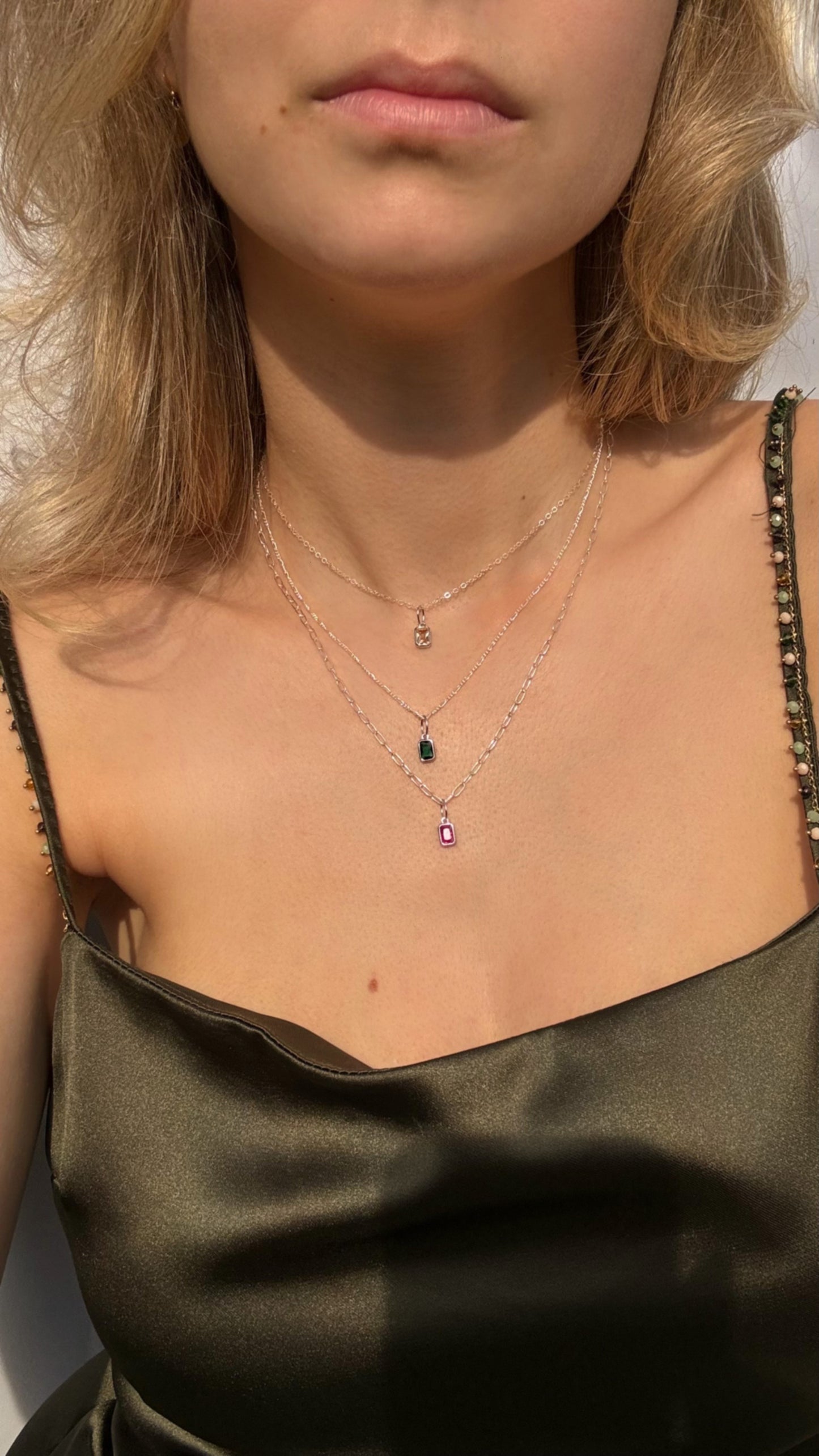 Minimalist Birthstone Necklace in 925 Sterling Silver ∙ Birth Month Dainty Necklace ∙ Waterproof