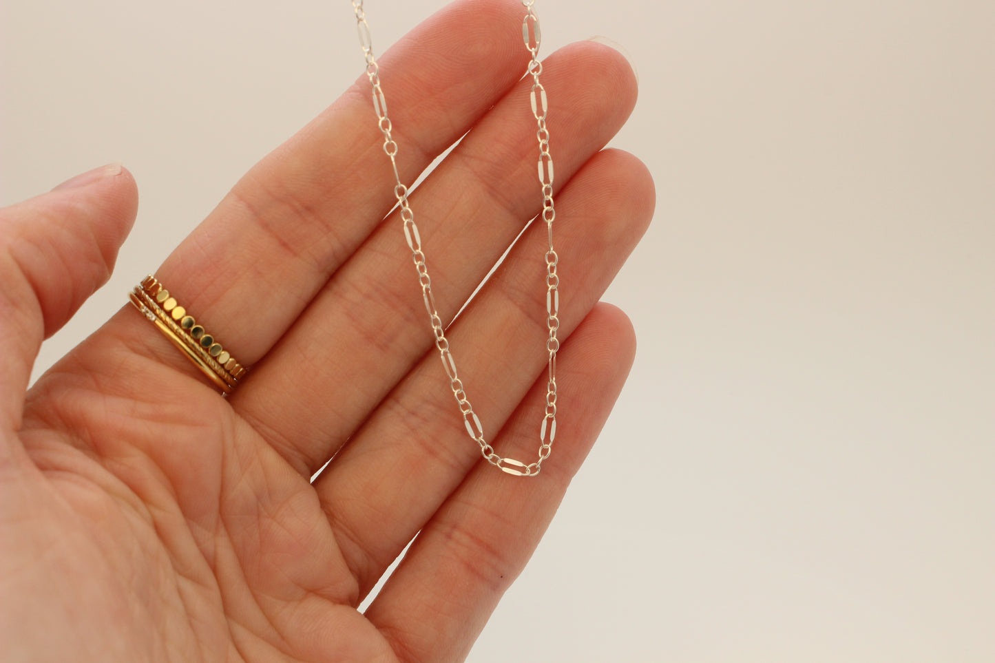Lip Chain Necklace in Gold Filled or Sterling Silver ∙ Sequin Lace Chain