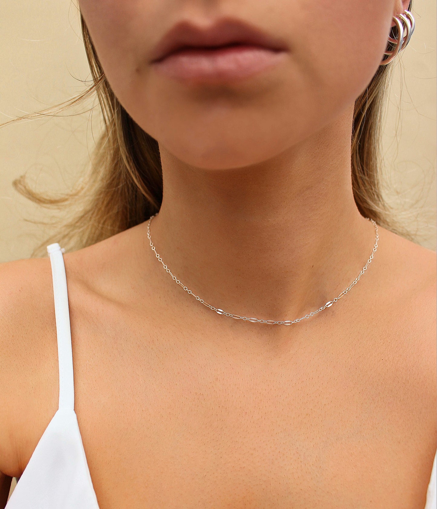 Lip Chain Necklace in Gold Filled or Sterling Silver ∙ Sequin Lace Chain