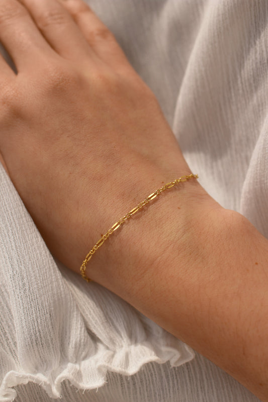 14k Gold Filled Bracelet ∙ Sequin Lace Chain ∙ Shiny Bar Necklace ∙ Delicate Minimalist Bracelet