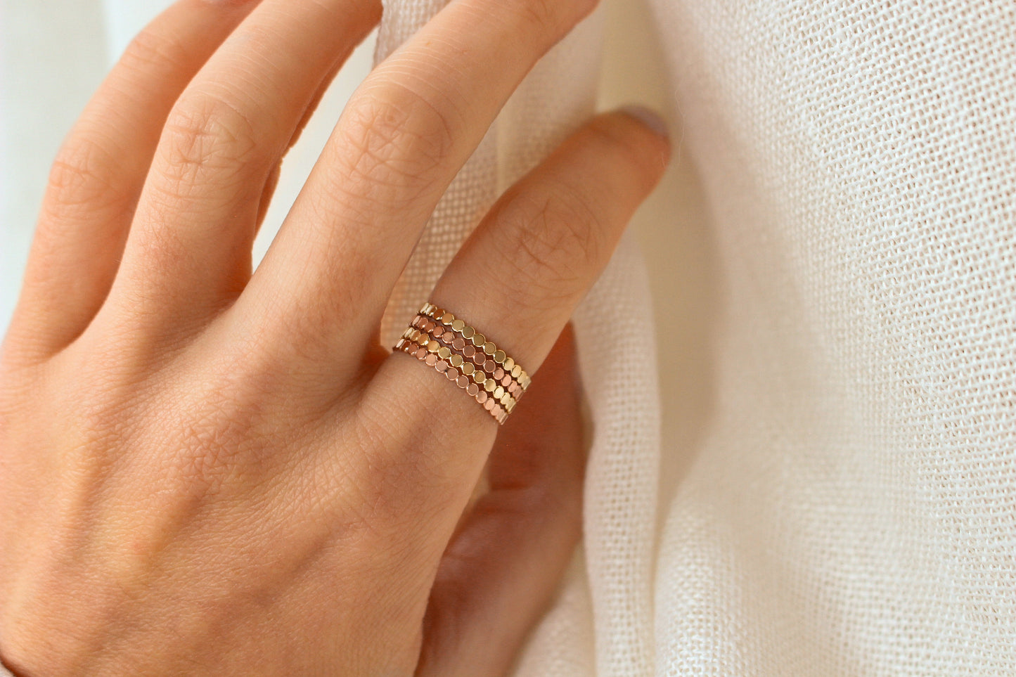 Flat Beaded Ring in 14k Gold Filled or Rose Gold Filled ∙ Dot Ring