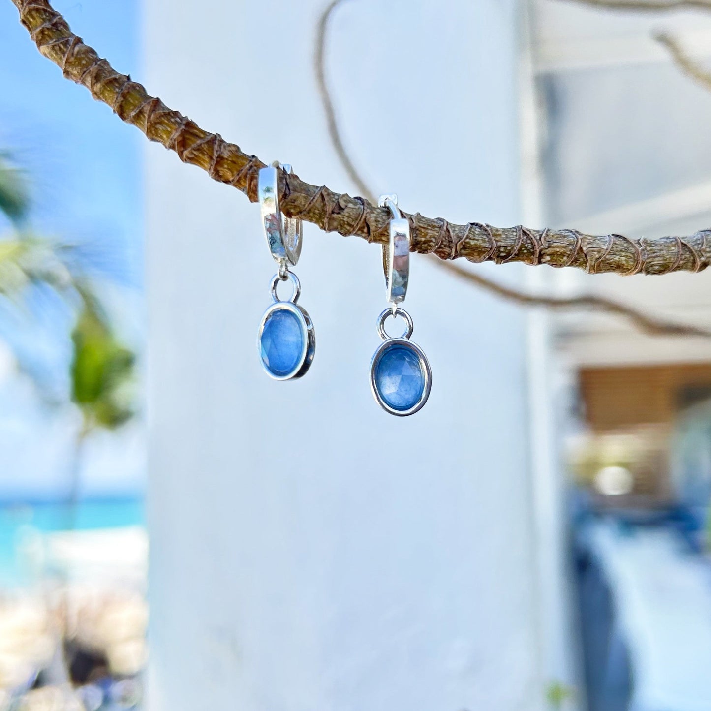 Gemstones Drop Earrings in 925 Sterling Silver ∙ Multifaceted Natural Dangling Gemstone Hoops
