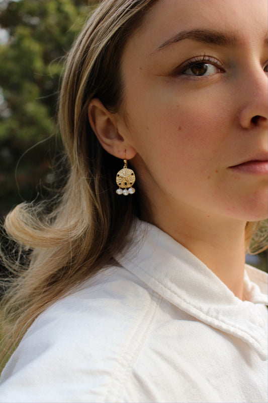 Abundance Earrings ∙ 14k Gold Filled Sand Dollar Drop Earrings