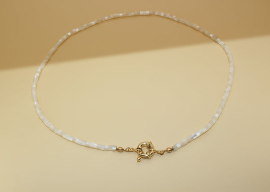 Natural Shell Beads Choker Style Necklace ∙ Mother of Pearl Shell 16''