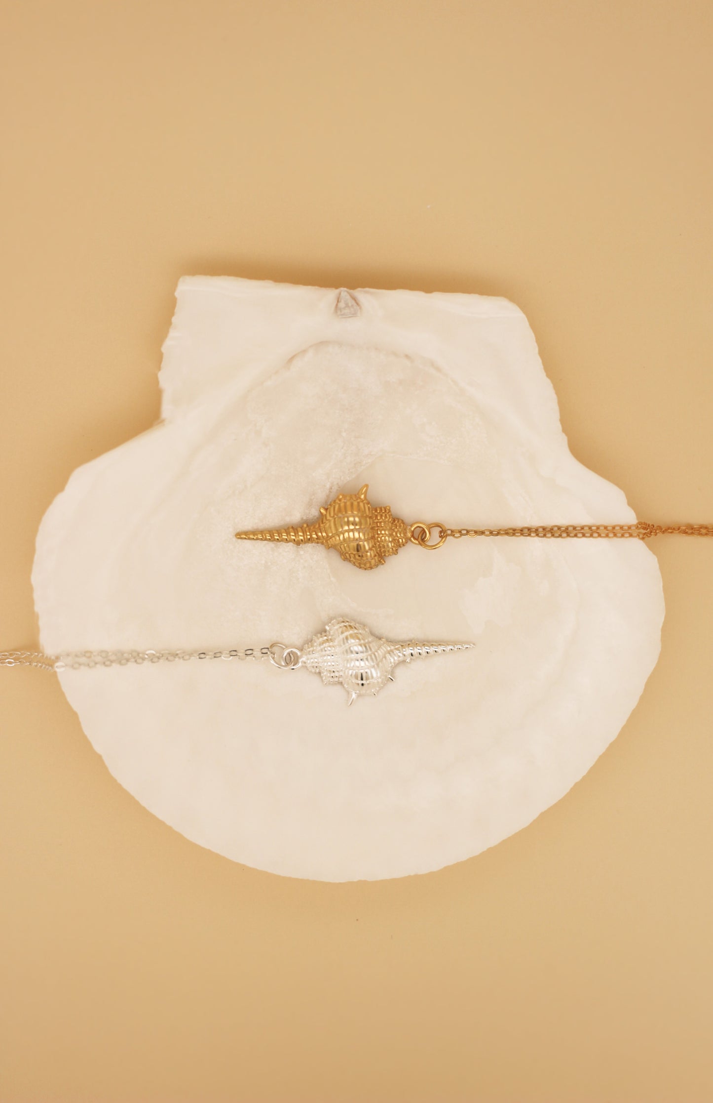 925 Sterling Silver Conch Shell Necklace with 18k finish